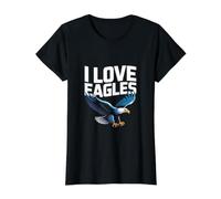 I Love Eagles Freedom Spirit Bold Value Graphic T-Shirt, Women, Black, XS