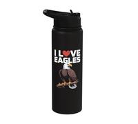 I Love Eagles Majestic Bald Eagle Design Stainless Steel Insulated Water Bottle