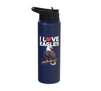 I Love Eagles Majestic Bald Eagle Design Stainless Steel Insulated Water Bottle
