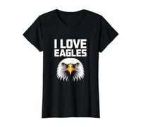 I Love Eagles Majestic Bird Pride Value Graphic T-Shirt, Women, Black, XS