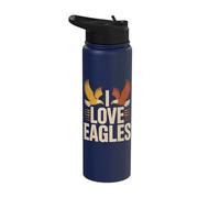 I Love Eagles Soaring Graphic Style Stainless Steel Insulated Water Bottle