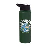 I Love Earth Beautiful Planet Design Stainless Steel Insulated Water Bottle