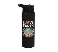 I Love Earth Environmental Awareness Stainless Steel Insulated Water Bottle