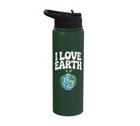 I Love Earth Environmental Awareness Stainless Steel Insulated Water Bottle