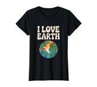 I Love Earth Environmental Awareness Value Graphic T-Shirt, Women, Black, L