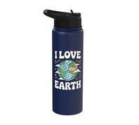 I Love Earth Nature Conservation Message Stainless Steel Insulated Water Bottle