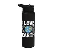 I Love Earth Nature Conservation Message Stainless Steel Insulated Water Bottle