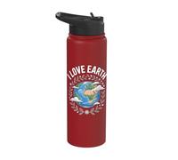 I Love Earth Planet Conservation Design Stainless Steel Insulated Water Bottle