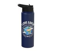 I Love Earth Planet Conservation Design Stainless Steel Insulated Water Bottle