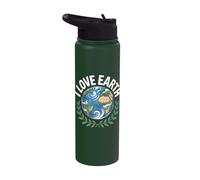 I Love Earth Planet Nature Awareness Design Stainless Steel Insulated Water Bottle