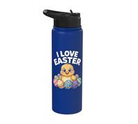 I Love Easter Chick and Colorful Eggs Stainless Steel Insulated Water Bottle