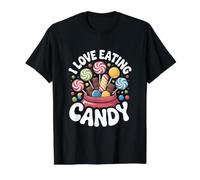 I Love Eating Candy Colorful Sweets Delight Value Graphic T-Shirt, Men, Black, S