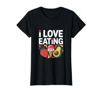 I Love Eating Ice Cream Avocado Strawberry Value Graphic T-Shirt, Women, Black, L