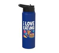 I Love Eating Ice Cream Pizza Pancakes Stainless Steel Insulated Water Bottle