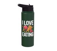 I Love Eating Ice Cream Pizza Strawberry Delight Stainless Steel Insulated Water Bottle