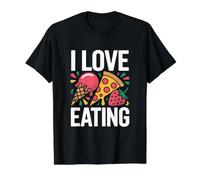I Love Eating Ice Cream Pizza Strawberry Delight Value Graphic T-Shirt, Men, Black, L