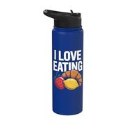 I Love Eating Strawberry Lemon Croissant Stainless Steel Insulated Water Bottle