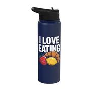 I Love Eating Strawberry Lemon Croissant Stainless Steel Insulated Water Bottle