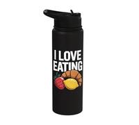 I Love Eating Strawberry Lemon Croissant Stainless Steel Insulated Water Bottle