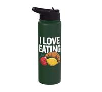 I Love Eating Strawberry Lemon Croissant Stainless Steel Insulated Water Bottle