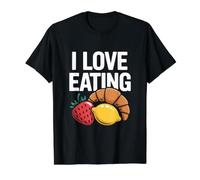 I Love Eating Strawberry Lemon Croissant Value Graphic T-Shirt, Men, Black, S