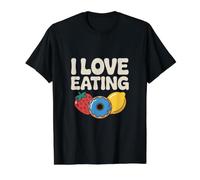 I Love Eating Strawberry Lemon Donut Fun Value Graphic T-Shirt, Men, Black, M