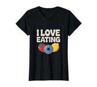 I Love Eating Strawberry Lemon Donut Fun Value Graphic T-Shirt, Women, Black, M