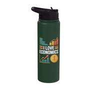 I Love Economics Chart and Graph Design Stainless Steel Insulated Water Bottle
