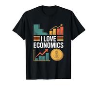 I Love Economics Chart and Graph Design Value Graphic T-Shirt, Men, Black, M