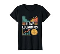 I Love Economics Chart and Graph Design Value Graphic T-Shirt, Women, Black, M