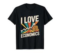 I Love Economics Chart Coin Graphics Value Graphic T-Shirt, Men, Black, L