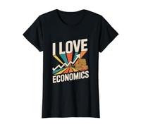 I Love Economics Chart Coin Graphics Value Graphic T-Shirt, Women, Black, S
