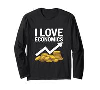 I Love Economics Coins Arrow Graphic Long Sleeve T-Shirt