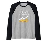 I Love Economics Coins Arrow Graphic Raglan Baseball Tee