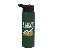 I Love Economics Coins Arrow Graphic Stainless Steel Insulated Water Bottle