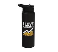 I Love Economics Coins Arrow Graphic Stainless Steel Insulated Water Bottle