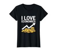 I Love Economics Coins Arrow Graphic Value Graphic T-Shirt, Women, Black, XS