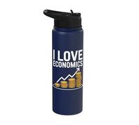 I Love Economics Coins Graph Financial Analyst Stainless Steel Insulated Water Bottle