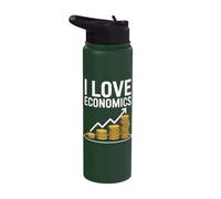 I Love Economics Coins Graph Financial Analyst Stainless Steel Insulated Water Bottle