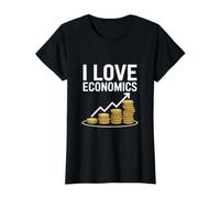 I Love Economics Coins Graph Financial Analyst Value Graphic T-Shirt, Women, Black, M