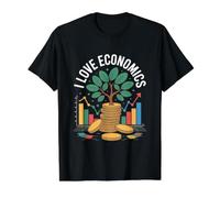 I Love Economics Financial Growth Tree Value Graphic T-Shirt, Men, Black, M