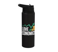 I Love Economics Graph Coin Trend Design Stainless Steel Insulated Water Bottle