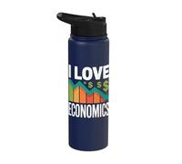 I Love Economics Graph Dollar Signs Stainless Steel Insulated Water Bottle
