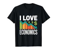 I Love Economics Graph Dollar Signs Value Graphic T-Shirt, Men, Black, L