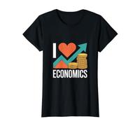 I Love Economics Passion Graph Coins Value Graphic T-Shirt, Women, Black, XL
