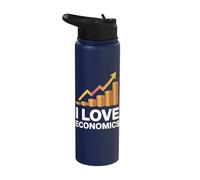 I Love Economics Rising Graph Coins Stainless Steel Insulated Water Bottle