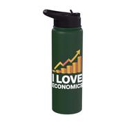 I Love Economics Rising Graph Coins Stainless Steel Insulated Water Bottle
