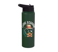 I Love Ecuador Hummingbird Orchid Hat Stainless Steel Insulated Water Bottle