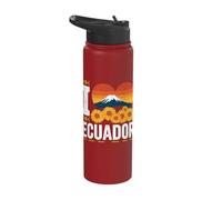 I Love Ecuador Mountain Sunset Heart Stainless Steel Insulated Water Bottle
