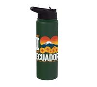 I Love Ecuador Mountain Sunset Heart Stainless Steel Insulated Water Bottle